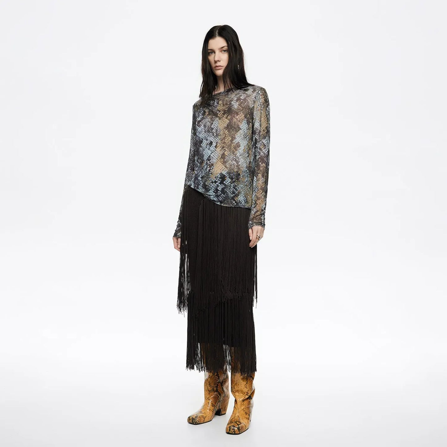 Brown fringed knit skirt Bimba y Lola UK