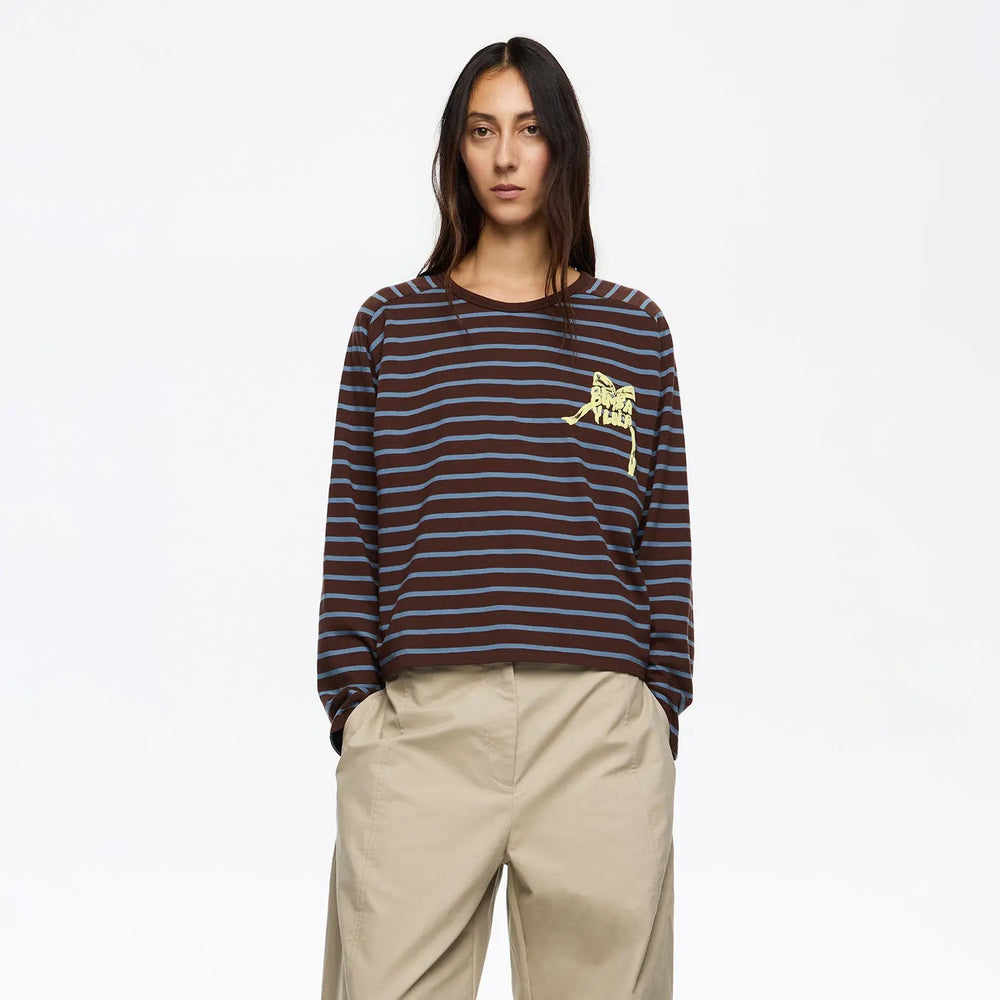 Brown striped logo tie T-shirt Bimba y Lola UK