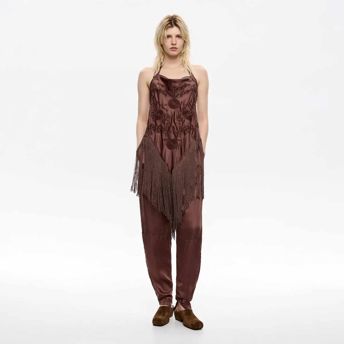 Brown viscose harem trousers Bimba y Lola UK