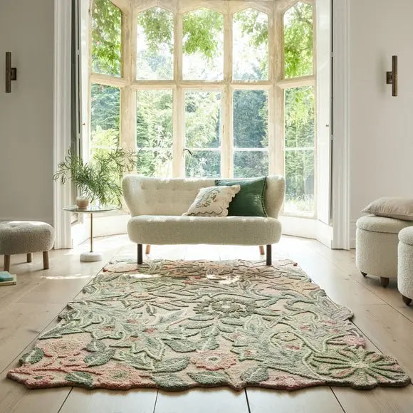 Bryony Floral Shaped Wool Rug Dunelm