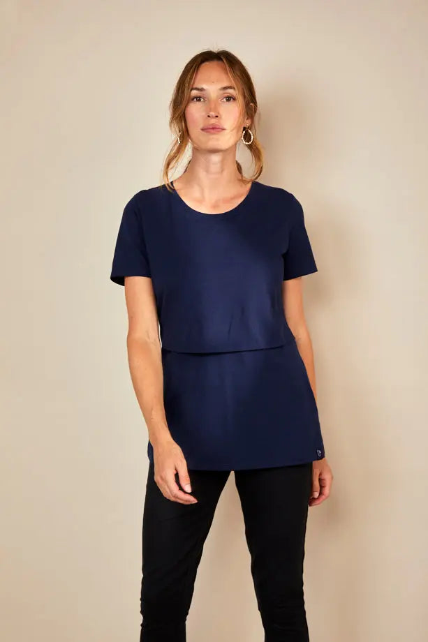 Bshirt Nursing Crew Neck T-shirt in Navy Bshirt