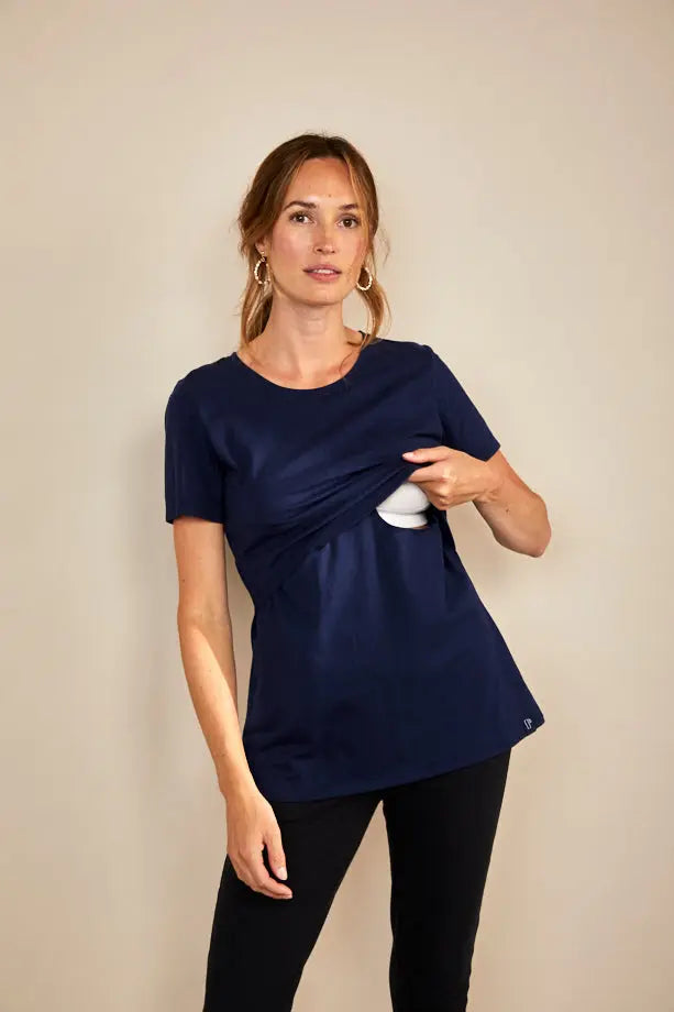 Bshirt Nursing Crew Neck T-shirt in Navy Bshirt