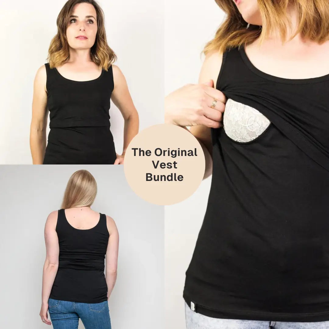 Bshirt Nursing Vest - Twin Pack -Black & Black Bshirt