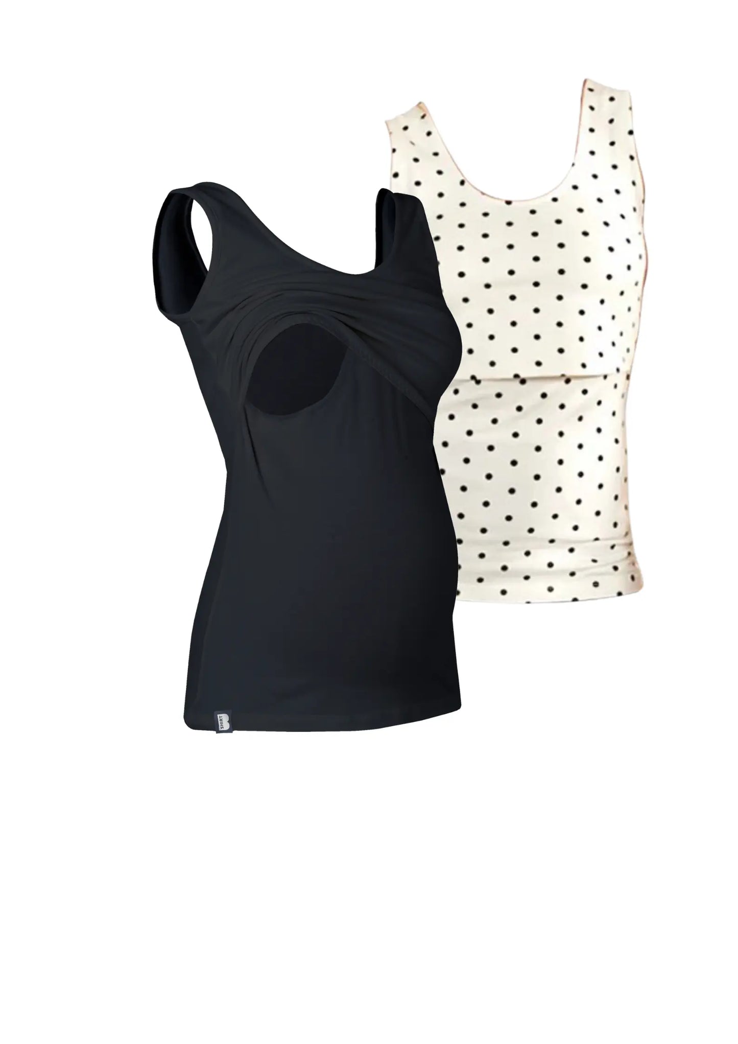 Bshirt Nursing Vest - Twin Pack -Black & Cream/Black Spots Bshirt