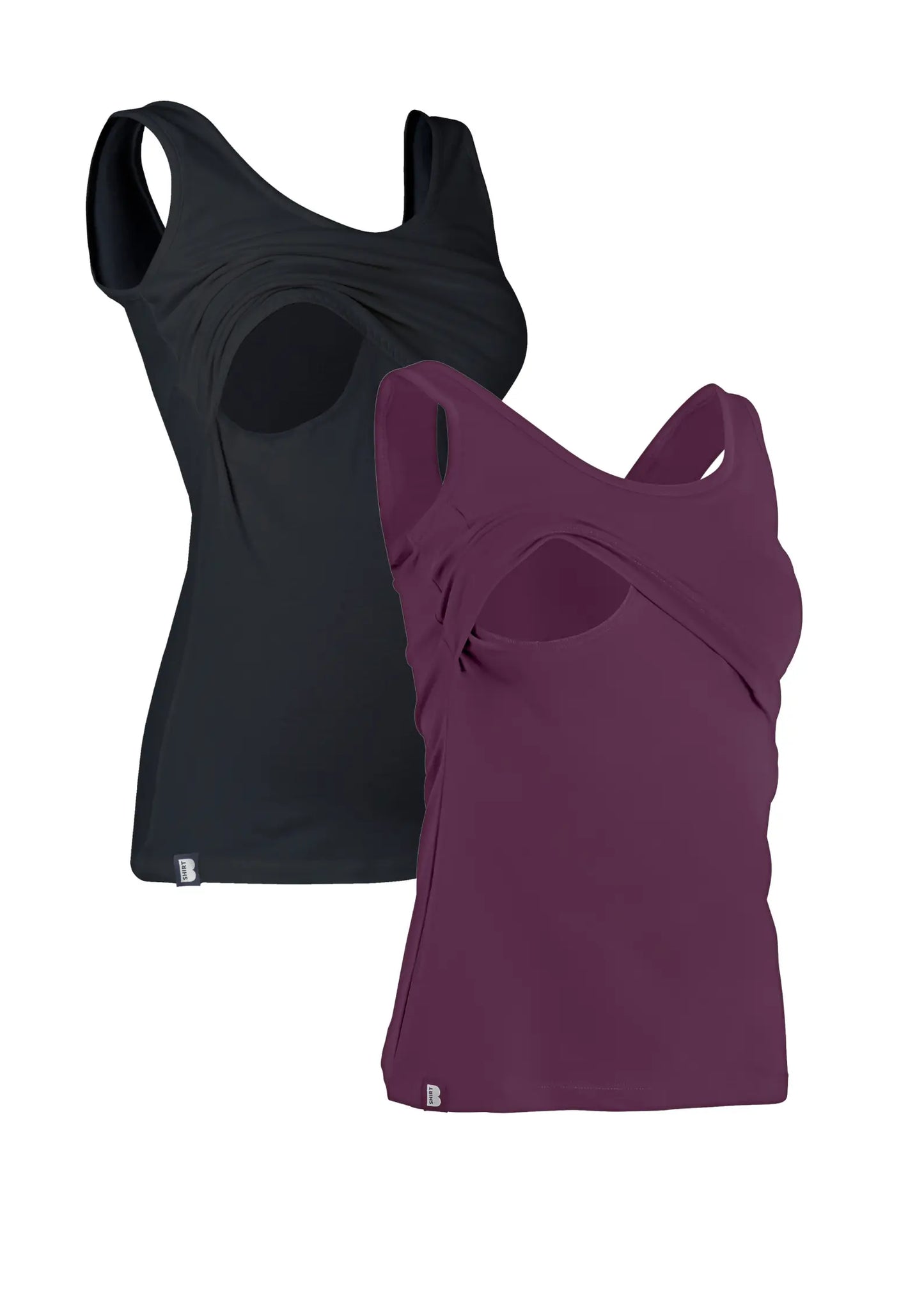 Bshirt Nursing Vest - Twin Pack -Black & Plum Bshirt