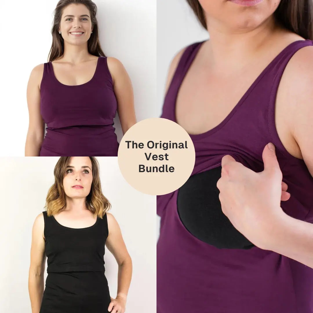 Bshirt Nursing Vest - Twin Pack -Black & Plum Bshirt