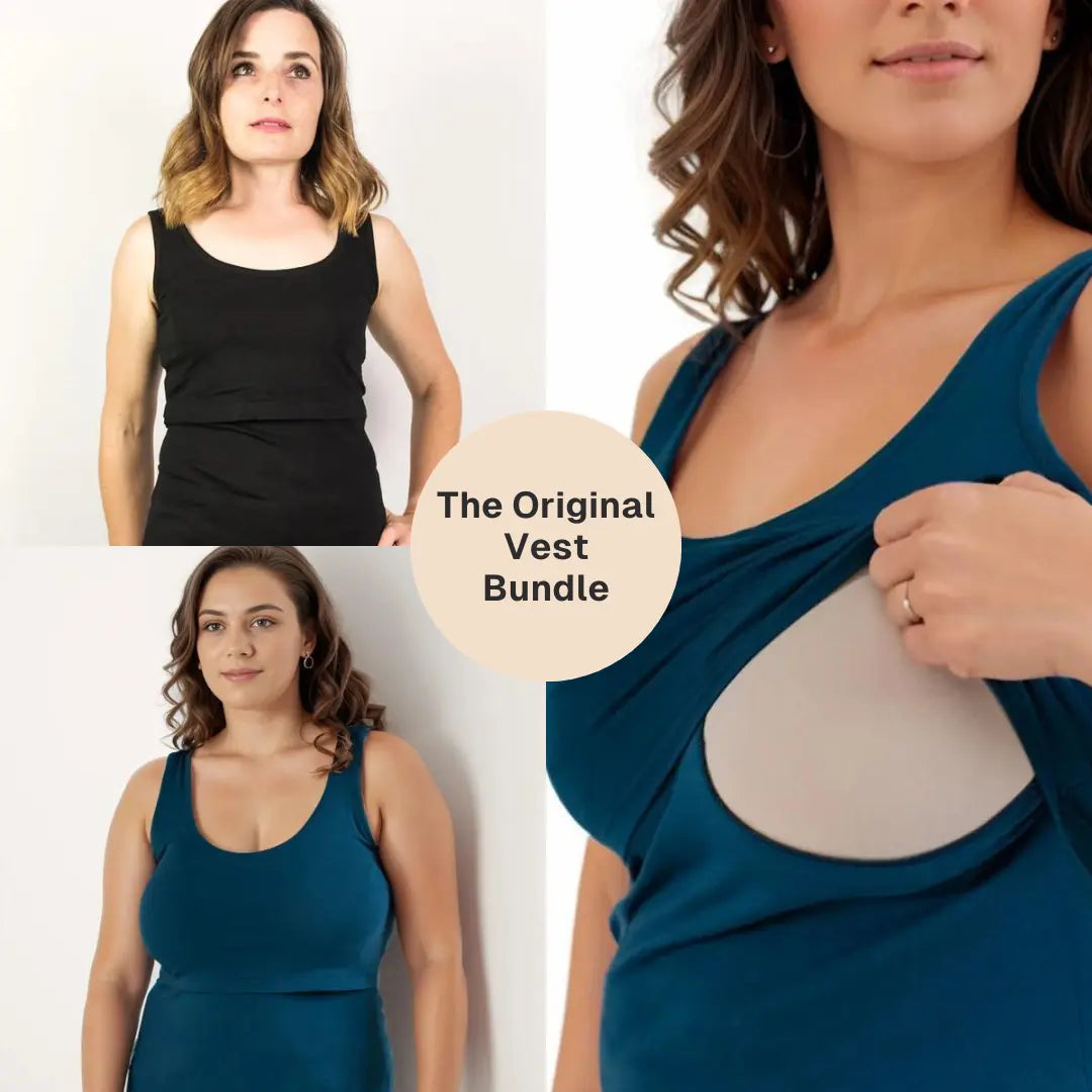 Bshirt Nursing Vest - Twin Pack -Black & Teal Bshirt
