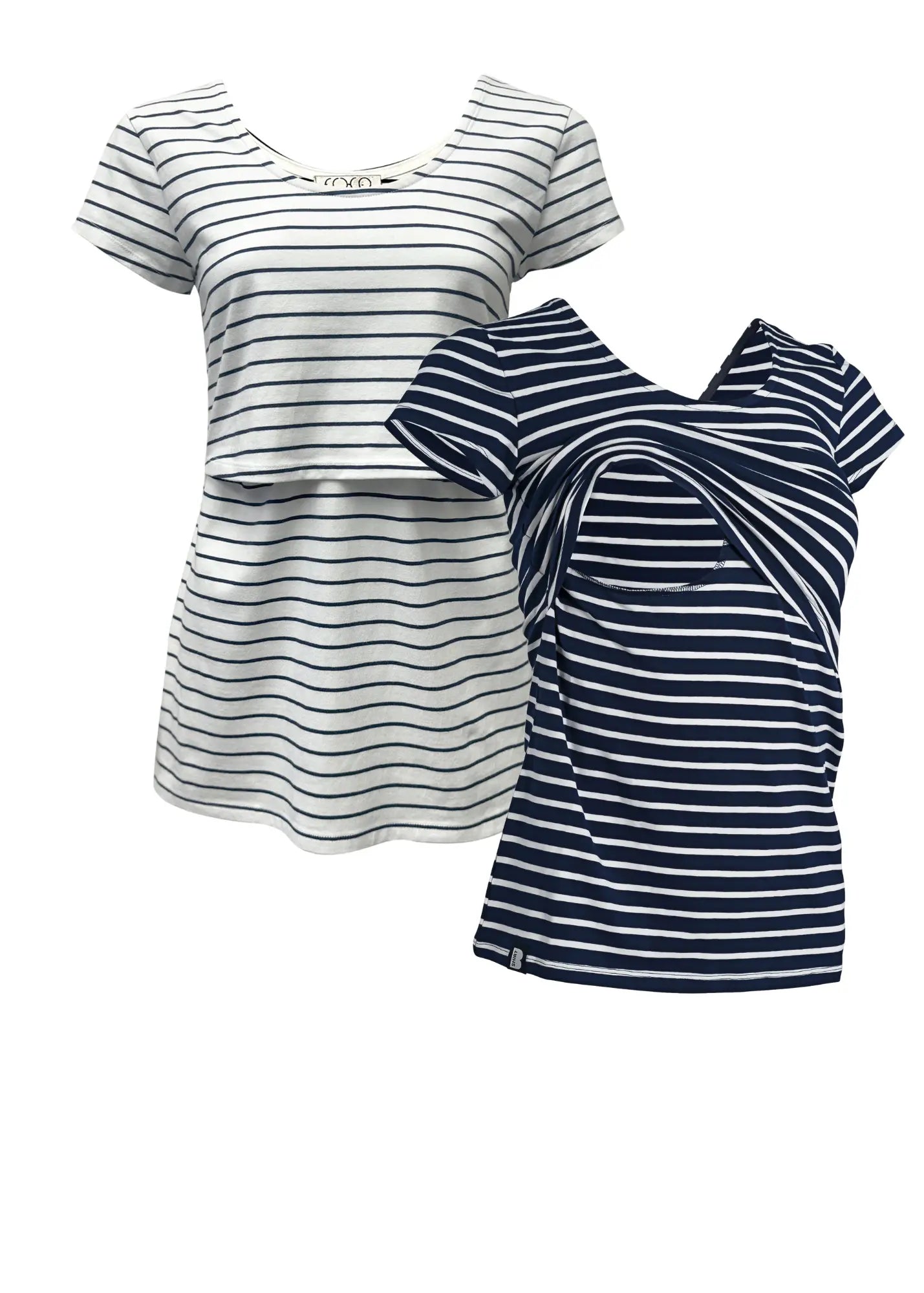 Bshirt Nursing short sleeve t-shirt Twin Pack- Navy/White Stripes & White/Navy Stripes Bshirt
