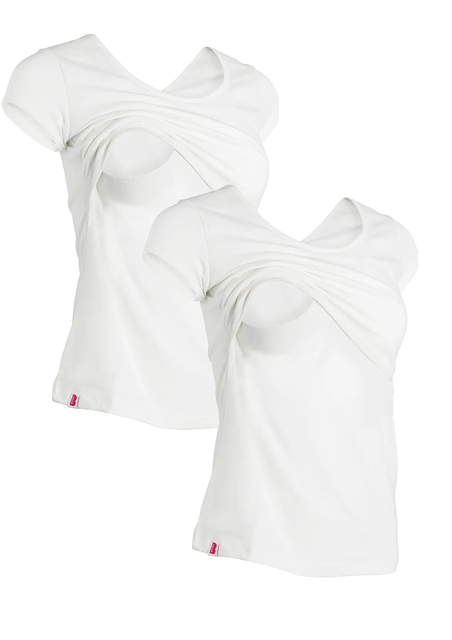 Bshirt Nursing short sleeve t-shirt Twin Pack- White & White Bshirt