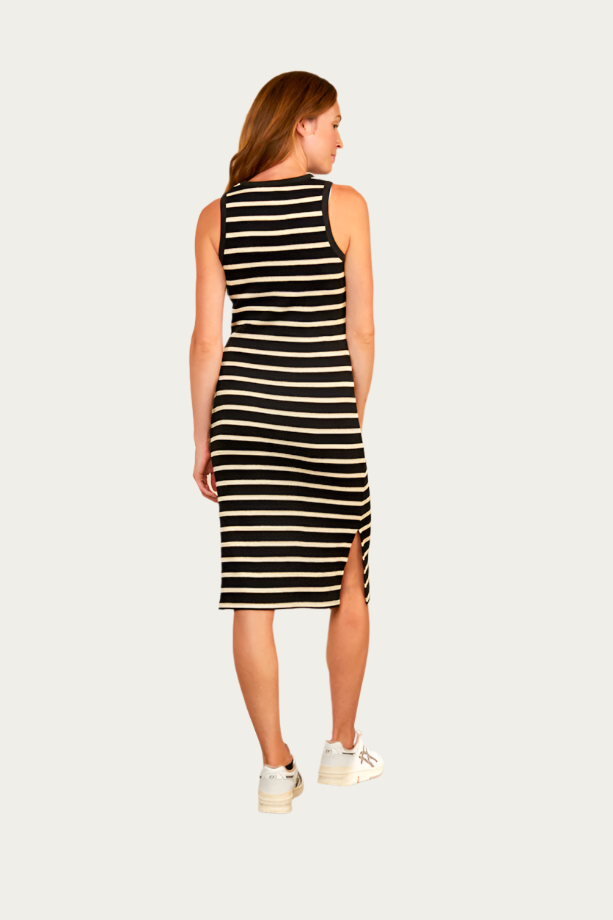 Bshirt Nursing Dress in Black and White Stripes Bshirt