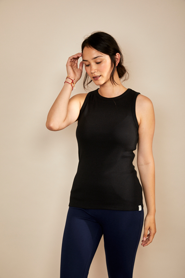 Bshirt Women's Rib Racer Vest in Black Bshirt