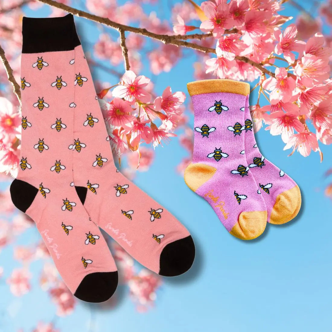 Bumblebee Matching Bamboo Socks (Adult & Child) Swole Panda