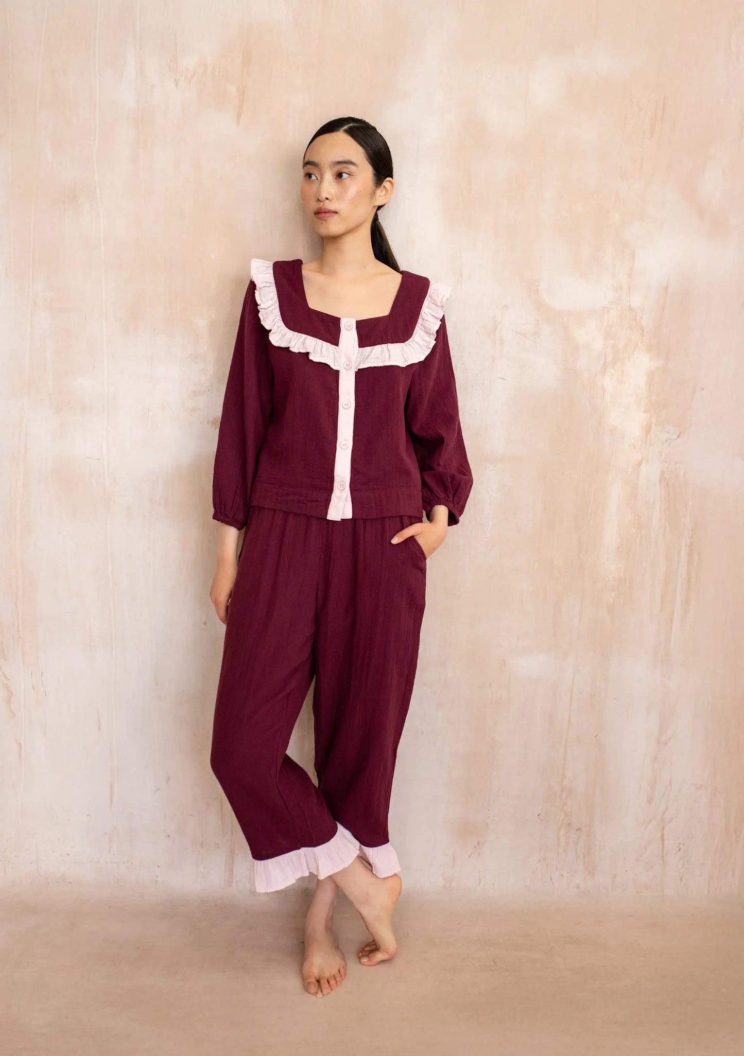 Burgundy Cotton Pyjamas TartanBlanketCo