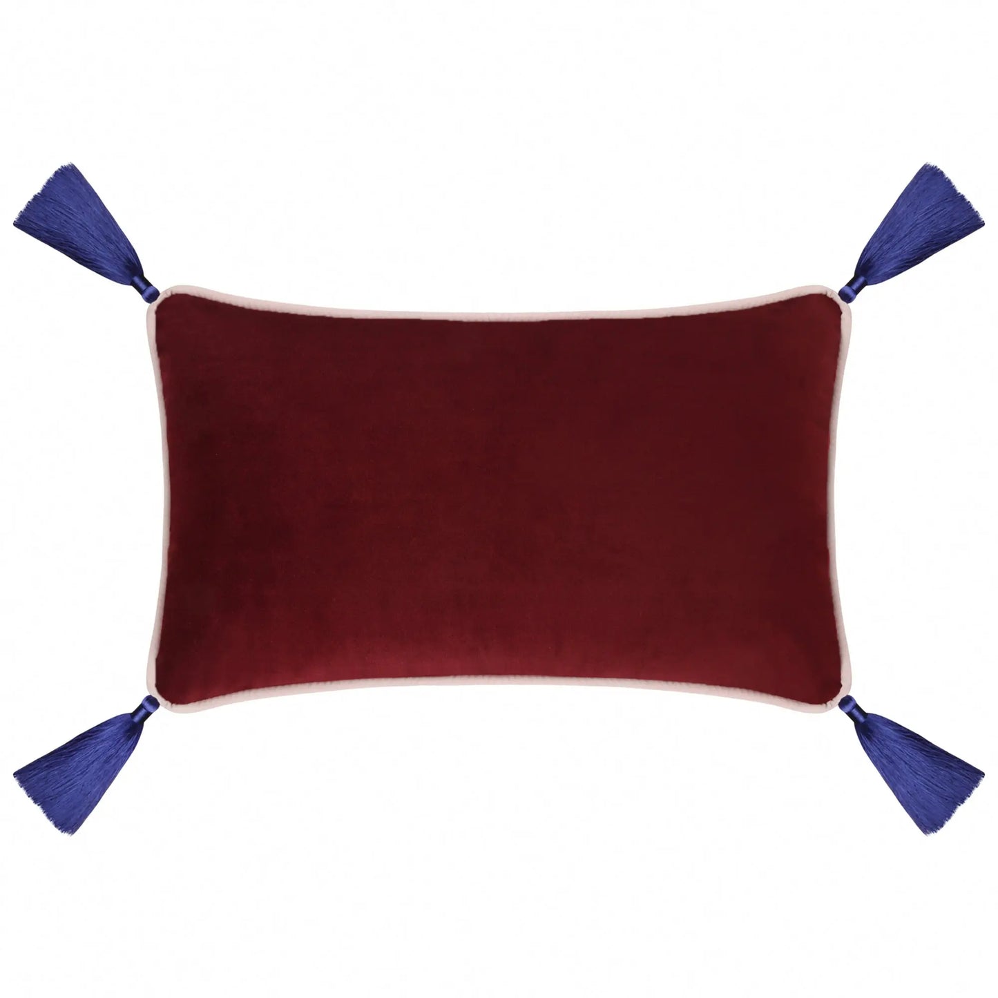 Burgundy Velvet Rectangular Cushion With Tassels Bivain