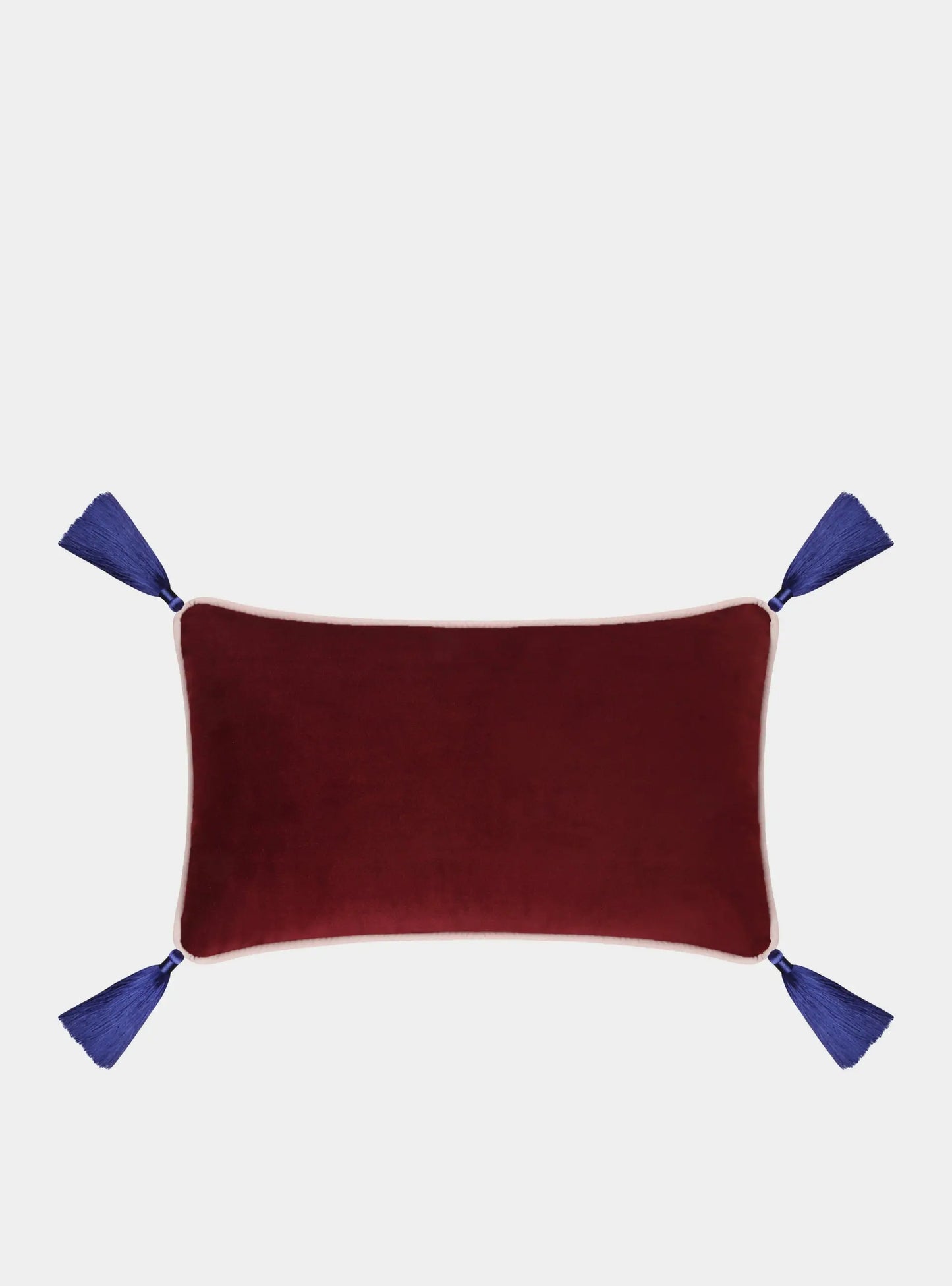 Burgundy Velvet Rectangular Cushion With Tassels Bivain