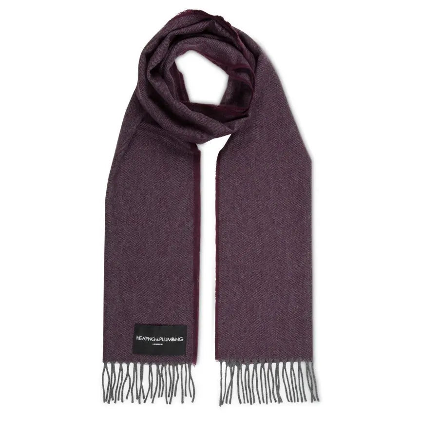 Burgundy & Grey The Eternal Edition - 100% Cashmere Scarf Heating & Plumbing London