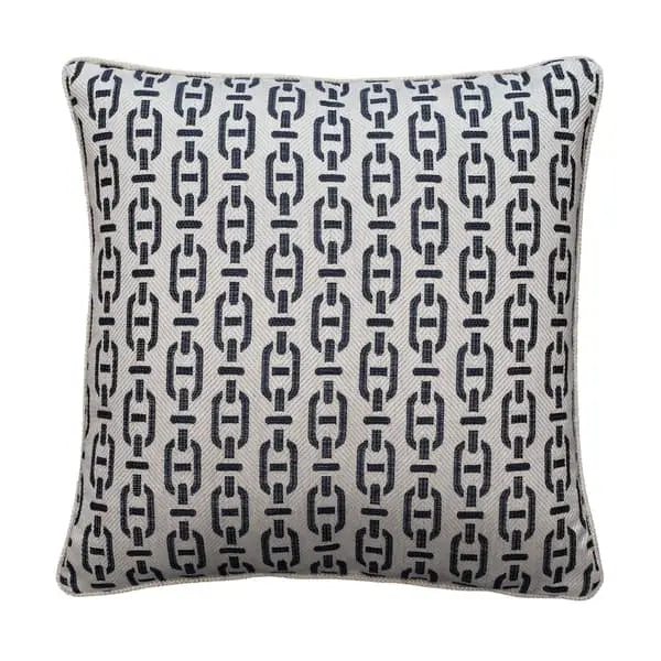 Burlington Navy, Sustainable Feather, Cushion Sophie Paterson Cotton Blend & Linen Blend Geometric Andrew Martin