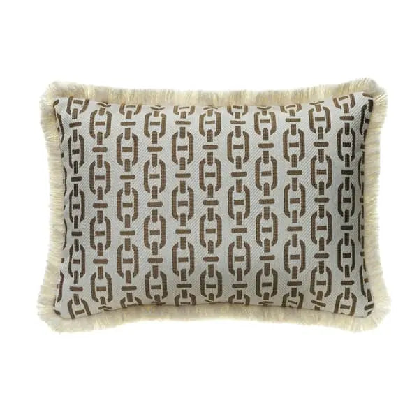 Burlington Tan Medium Rectangle, Sustainable Feather, Rectangle Cushion Sophie Paterson With Trim/Fringe & Cotton Blend & Linen Blend Andrew Martin
