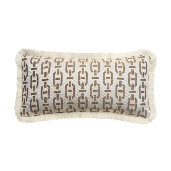 Burlington Tan Small Rectangle, Sustainable Feather, Cushion Sophie Paterson With Trim/Fringe & Cotton Blend & Linen Blend Geometric Andrew Martin