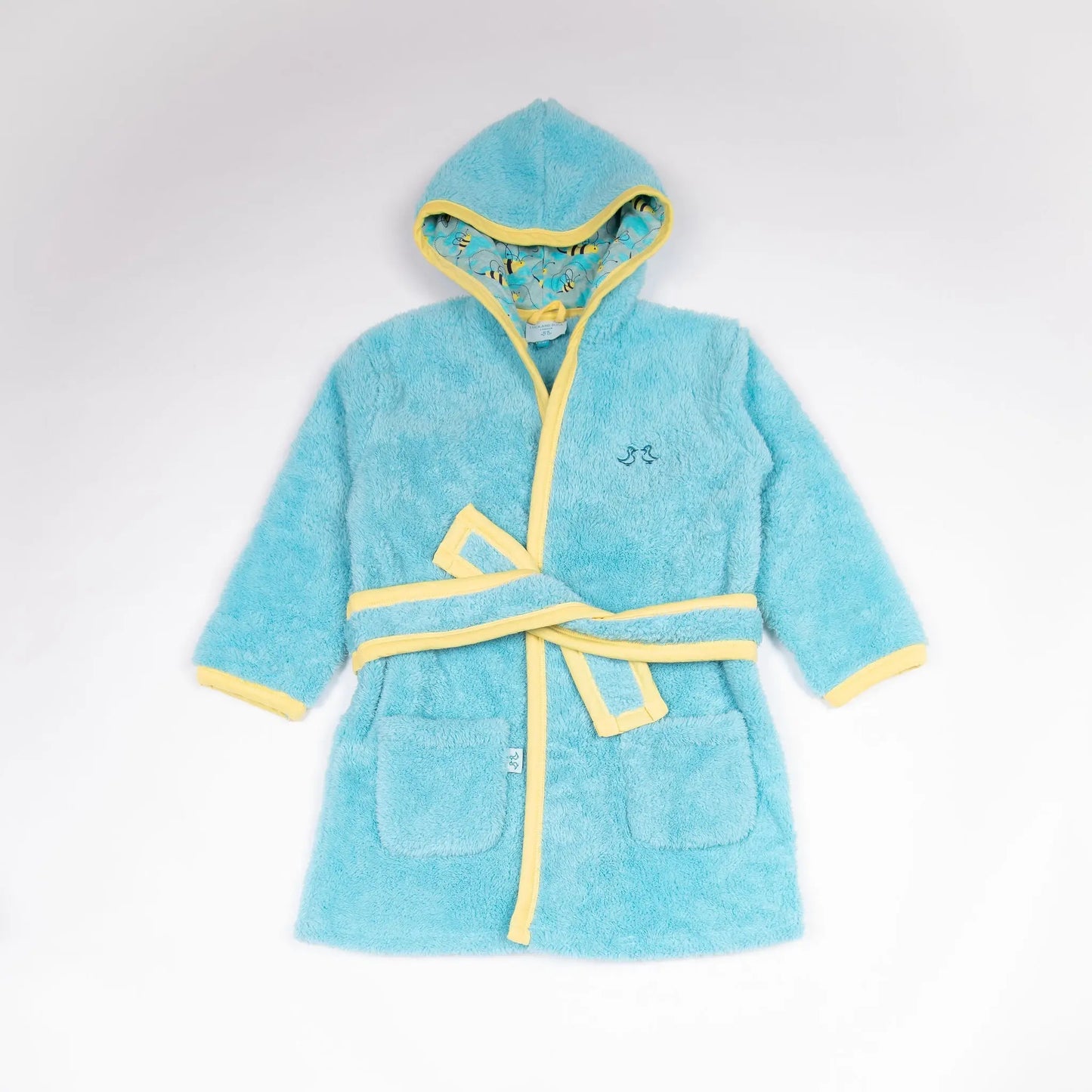 Busy Bees Light Blue Girls Fleece Dressing Gown Luca and Rosa