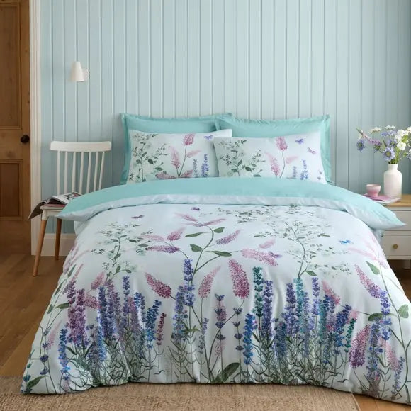 Butterfly Fields 180 Thread Count Cotton Sateen Duvet Cover & Pillowcase Set Dunelm