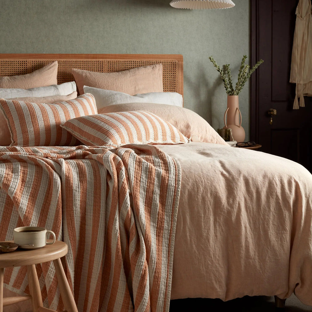 Butterscotch Reggie Stripe 100% Cotton Throw The Secret Linen Store