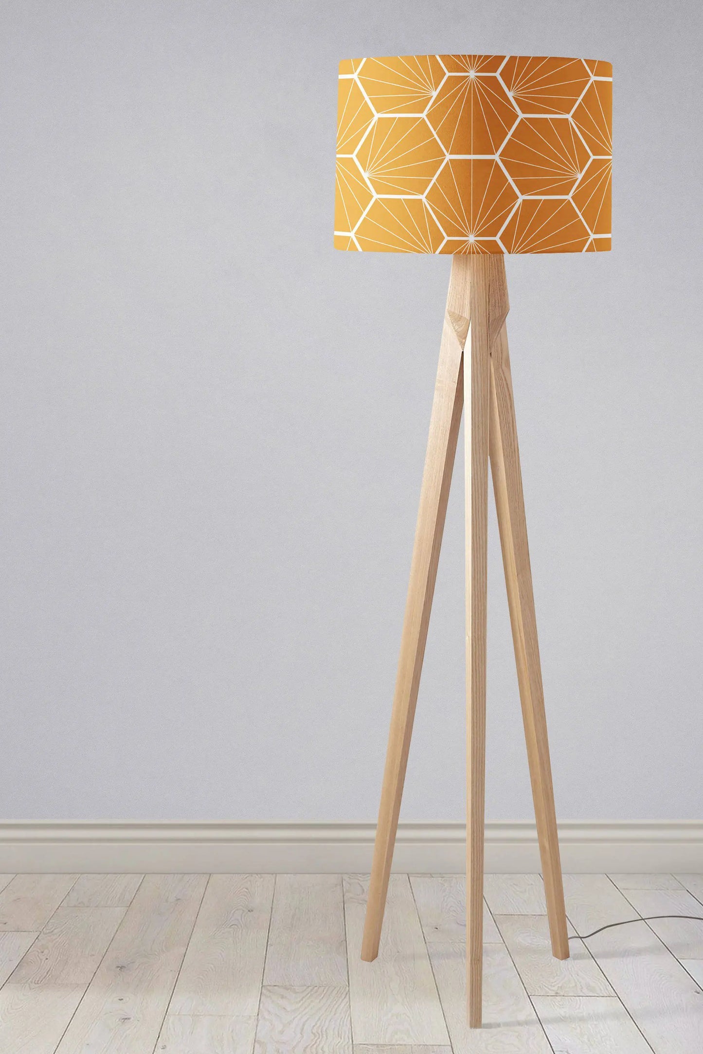 Butterscotch Yellow Geometric Hexagons Lampshade, Ceiling or Table Lamp Shade Shadow bright