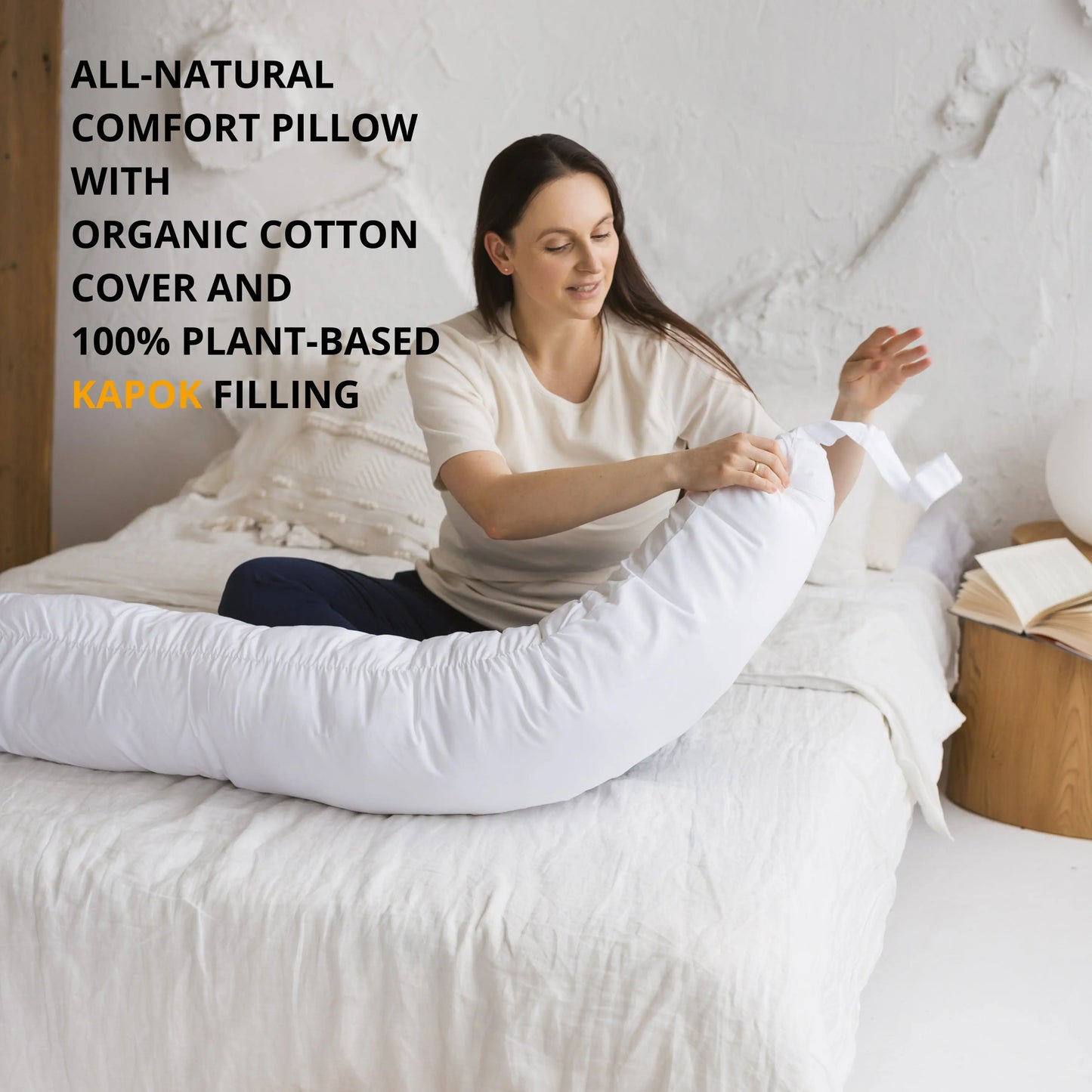 C-Shape Baby Feeding & Pregnancy Pillow with Organic White Cover | Kapok or PES Filling MINICAMP