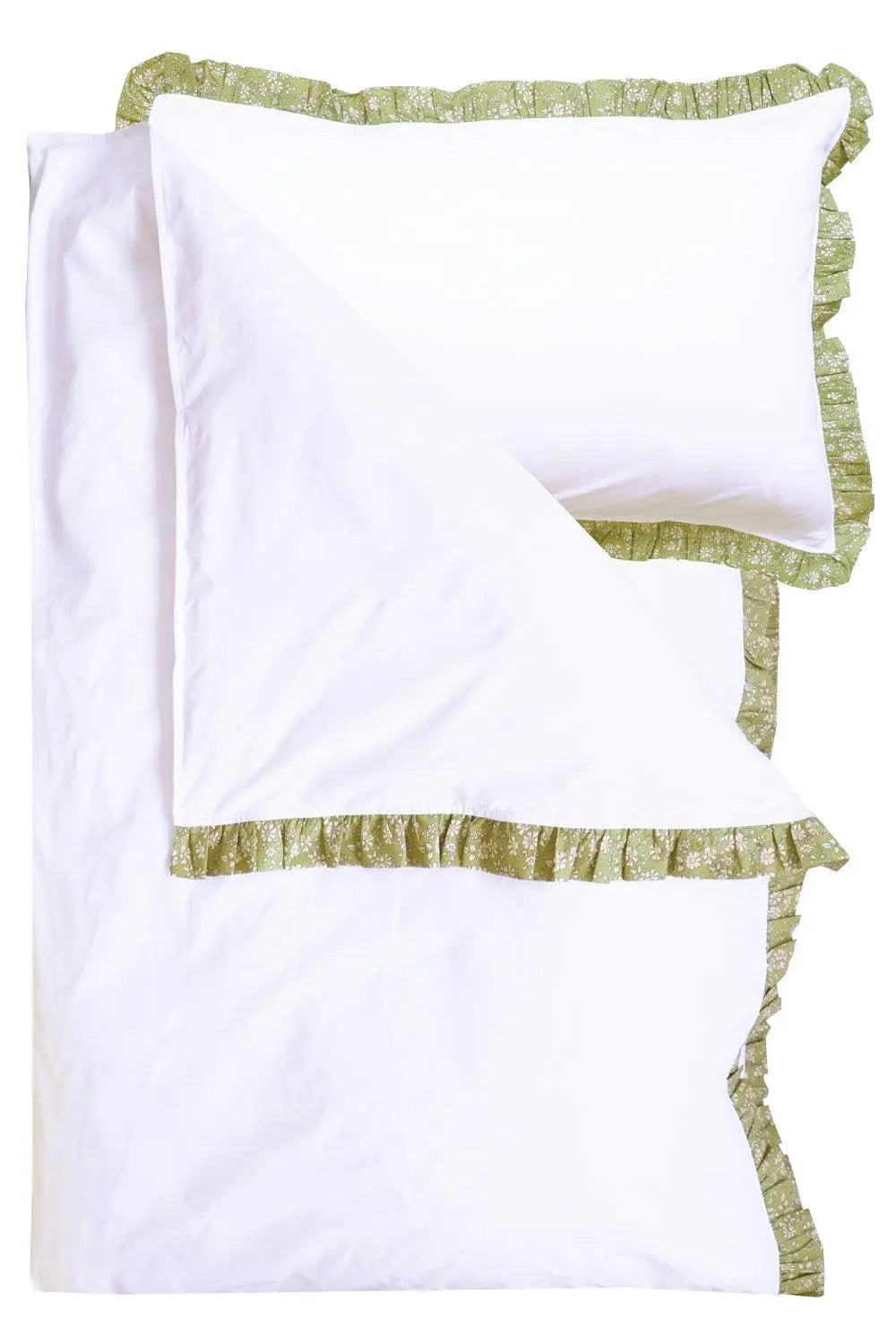 CAPEL PISTACHIO Liberty Frill Edge White Bedding Coco & Wolf