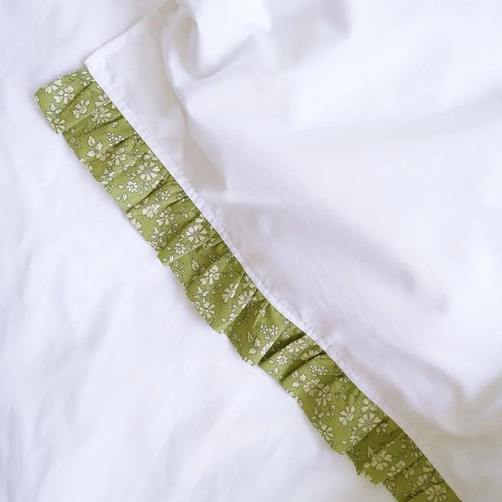 CAPEL PISTACHIO Liberty Frill Edge White Bedding Coco & Wolf