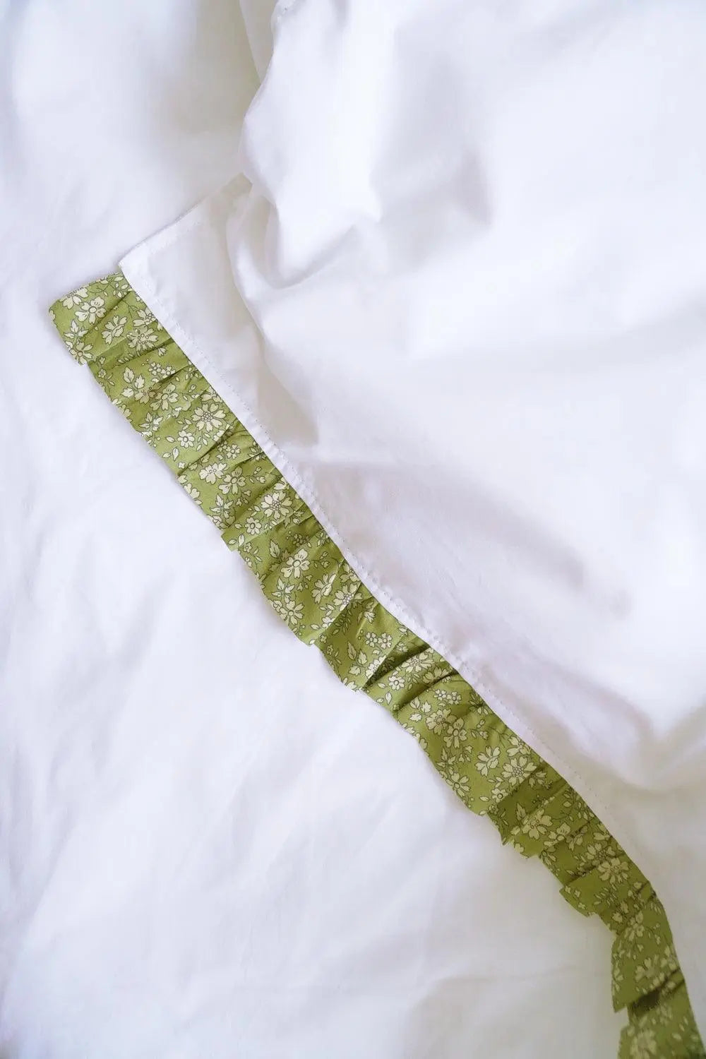 CAPEL PISTACHIO Liberty Frill Edge White Bedding Coco & Wolf