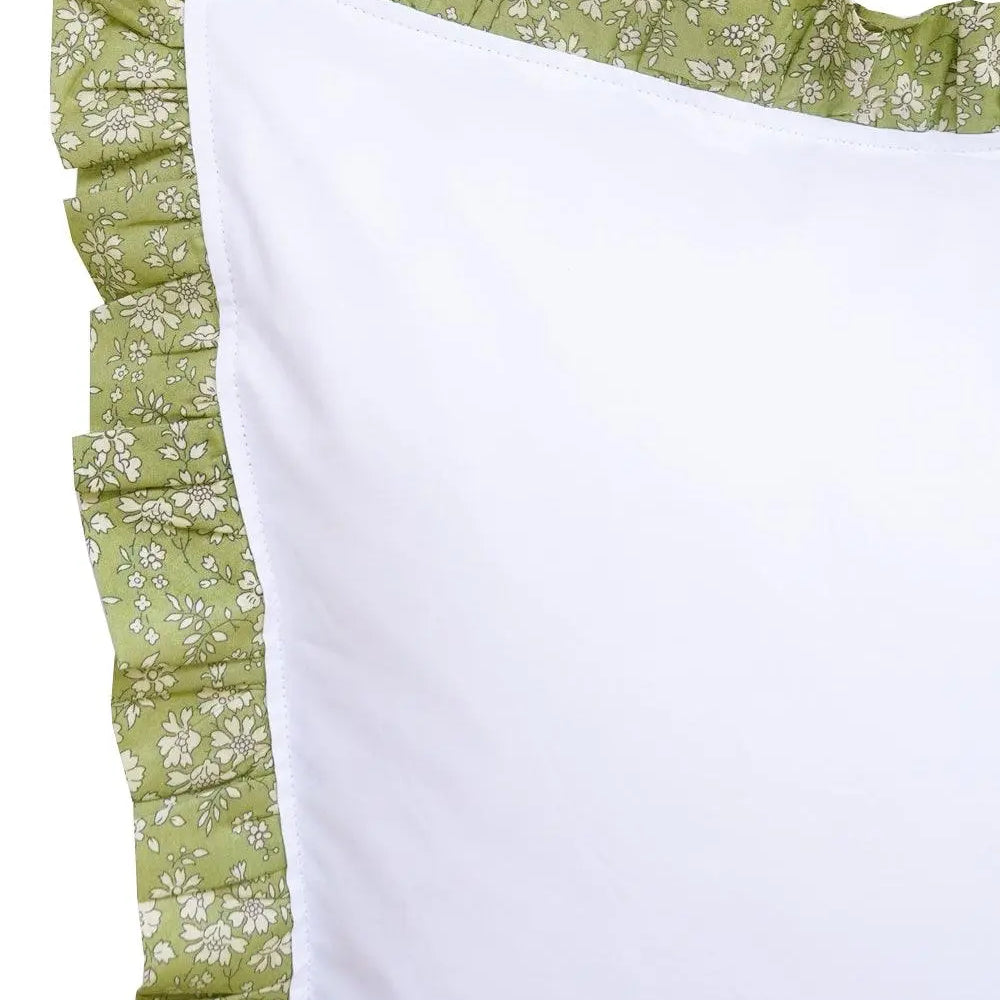 CAPEL PISTACHIO Liberty Frill Edge White Pillowcase Coco & Wolf