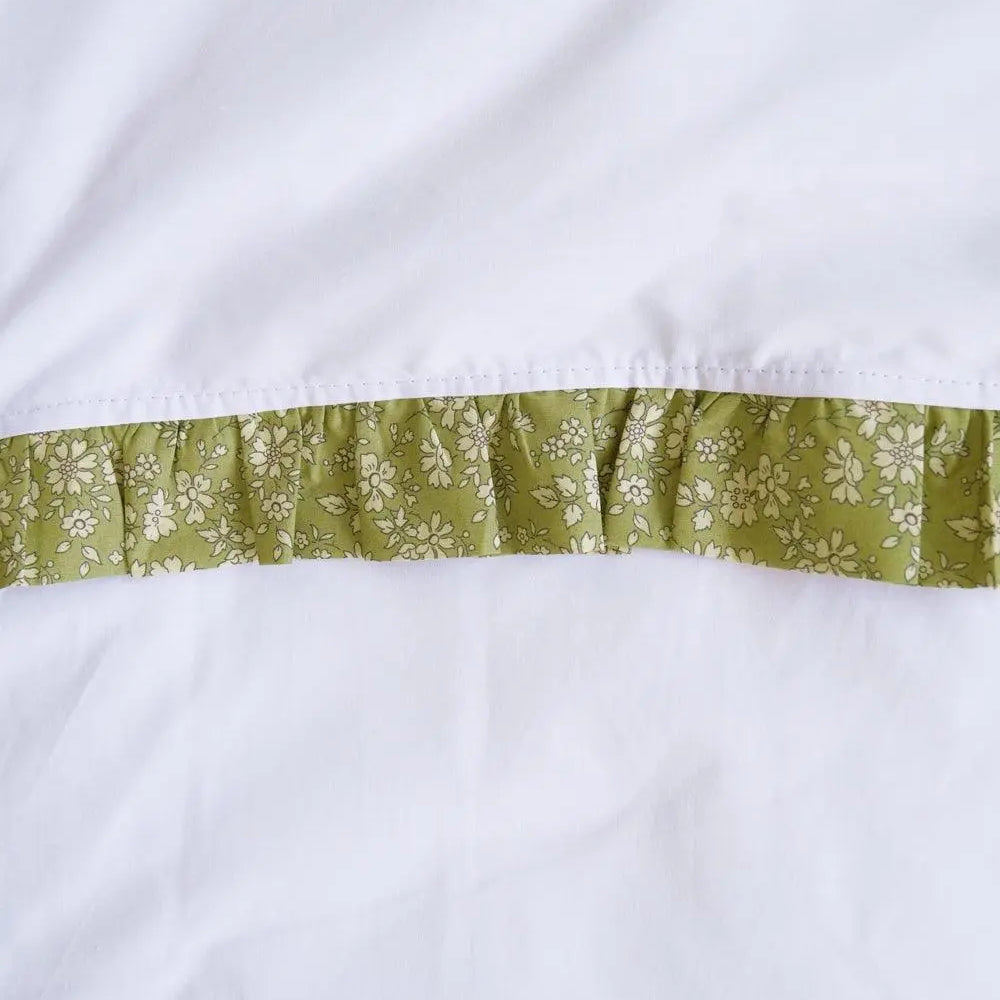 CAPEL PISTACHIO Liberty Frill Edge White Pillowcase Coco & Wolf
