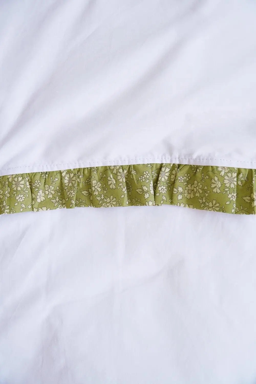 CAPEL PISTACHIO Liberty Frill Edge White Pillowcase Coco & Wolf