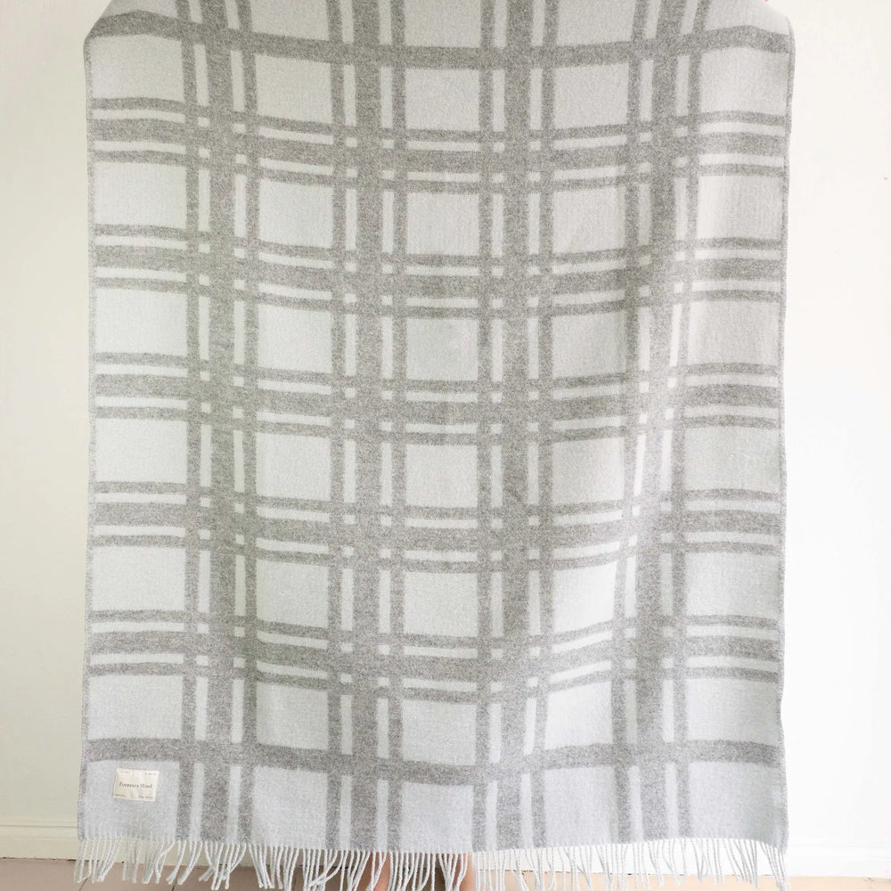 CHECK Grey Blanket Forestry Wool