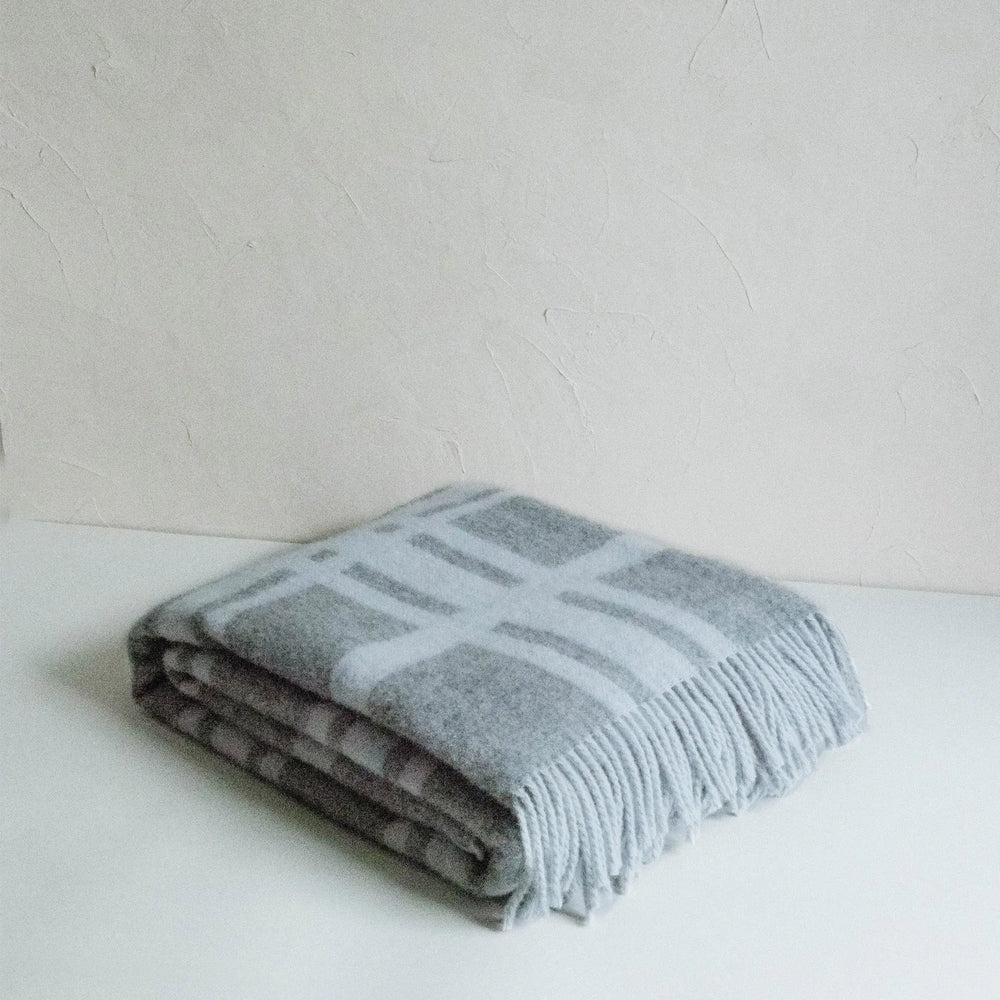 CHECK Grey Blanket Forestry Wool