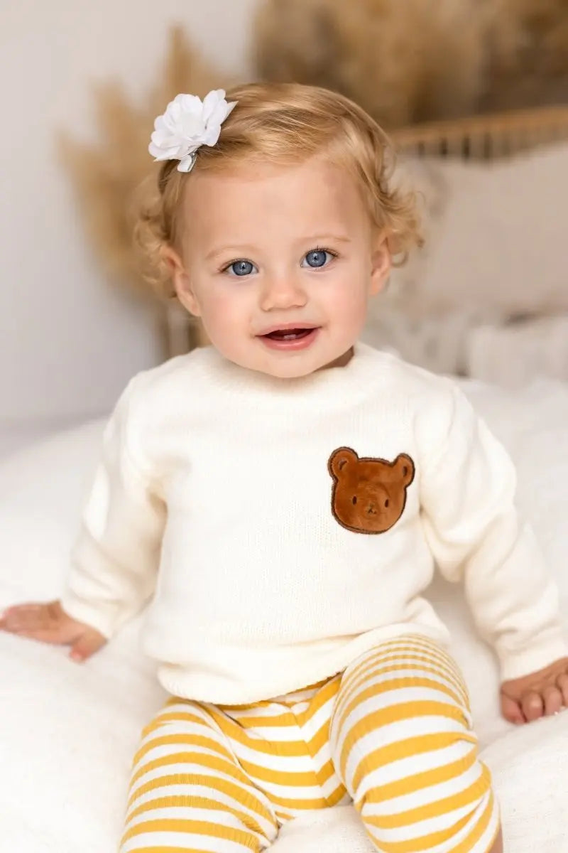 COZY Bear Knit Sweater Creme Jumper Cozy Crew Club