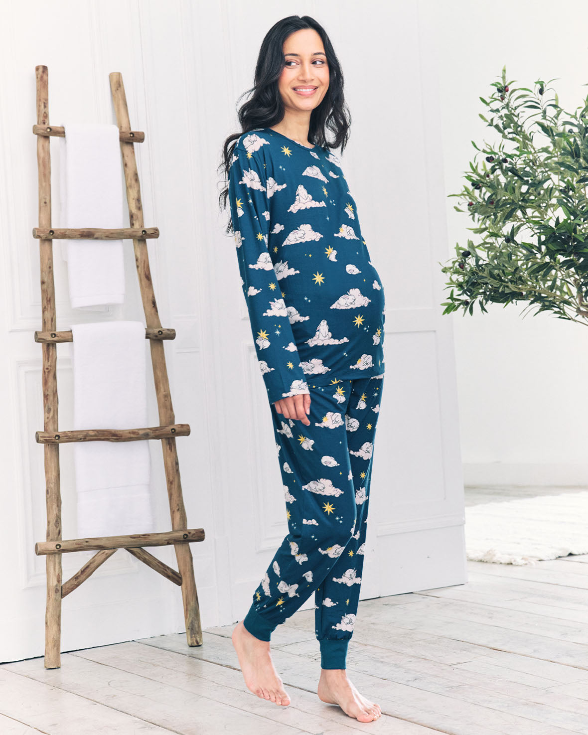 Maternity Celestial Bunny Print Long Pyjama Set Chelsea Peers