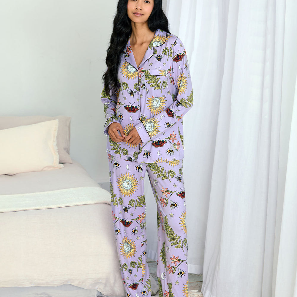 Moonlit Forest Print Long Pyjama Set Chelsea Peers