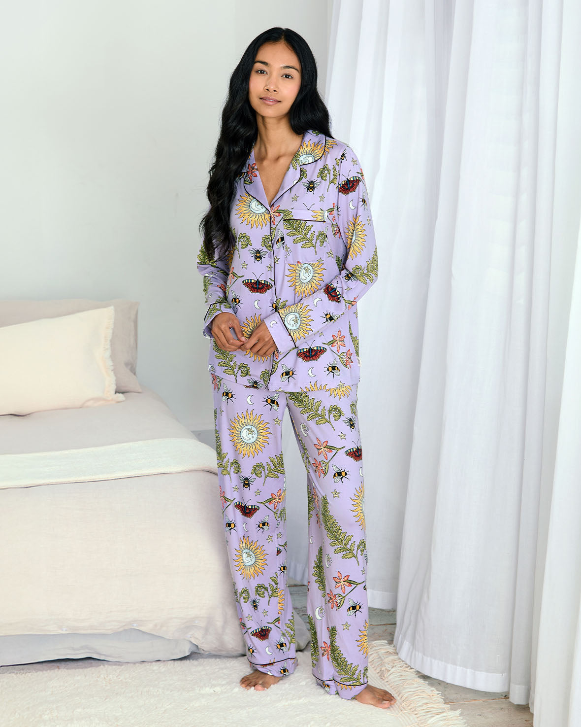 Moonlit Forest Print Long Pyjama Set Chelsea Peers