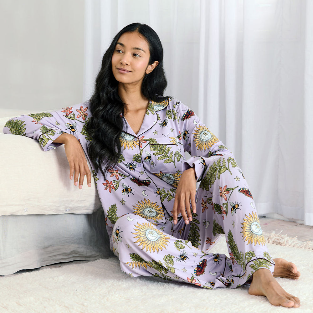Moonlit Forest Print Long Pyjama Set Chelsea Peers