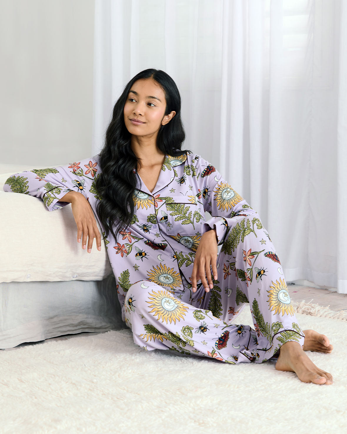 Moonlit Forest Print Long Pyjama Set Chelsea Peers