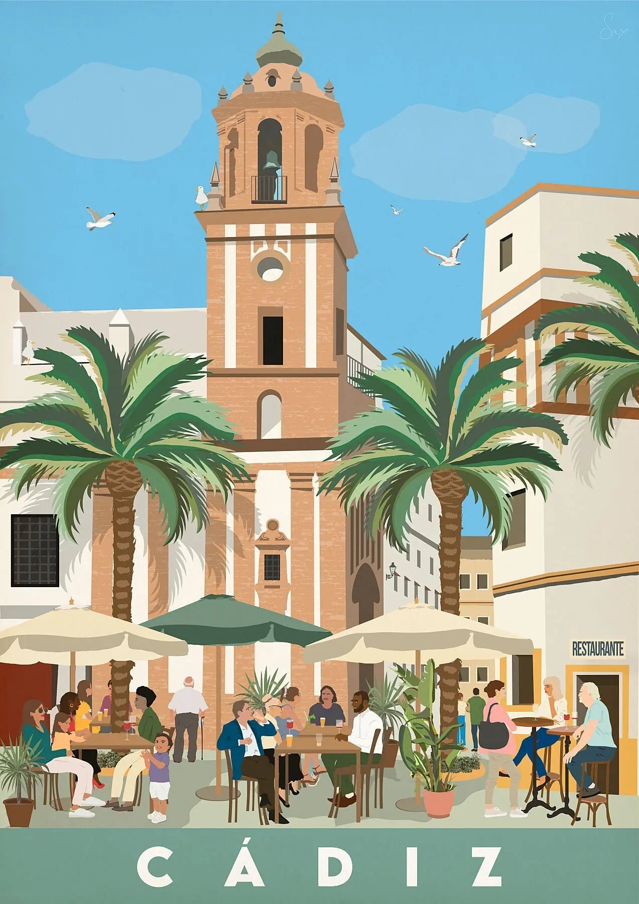 Cádiz Travel art by SAX Doodle