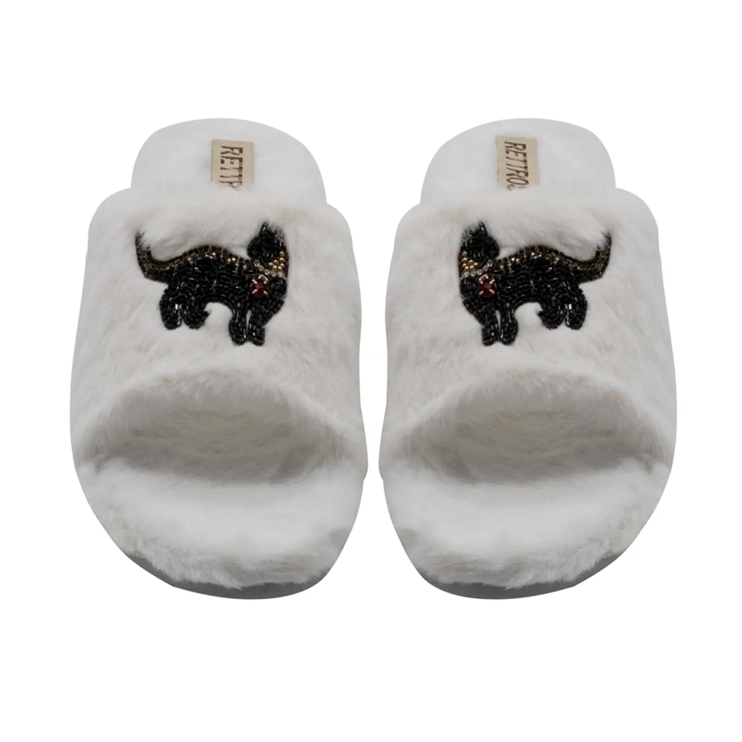 Callie Cream Luxury Plush Diamanté Embellished Handmade Slipper Rettrose