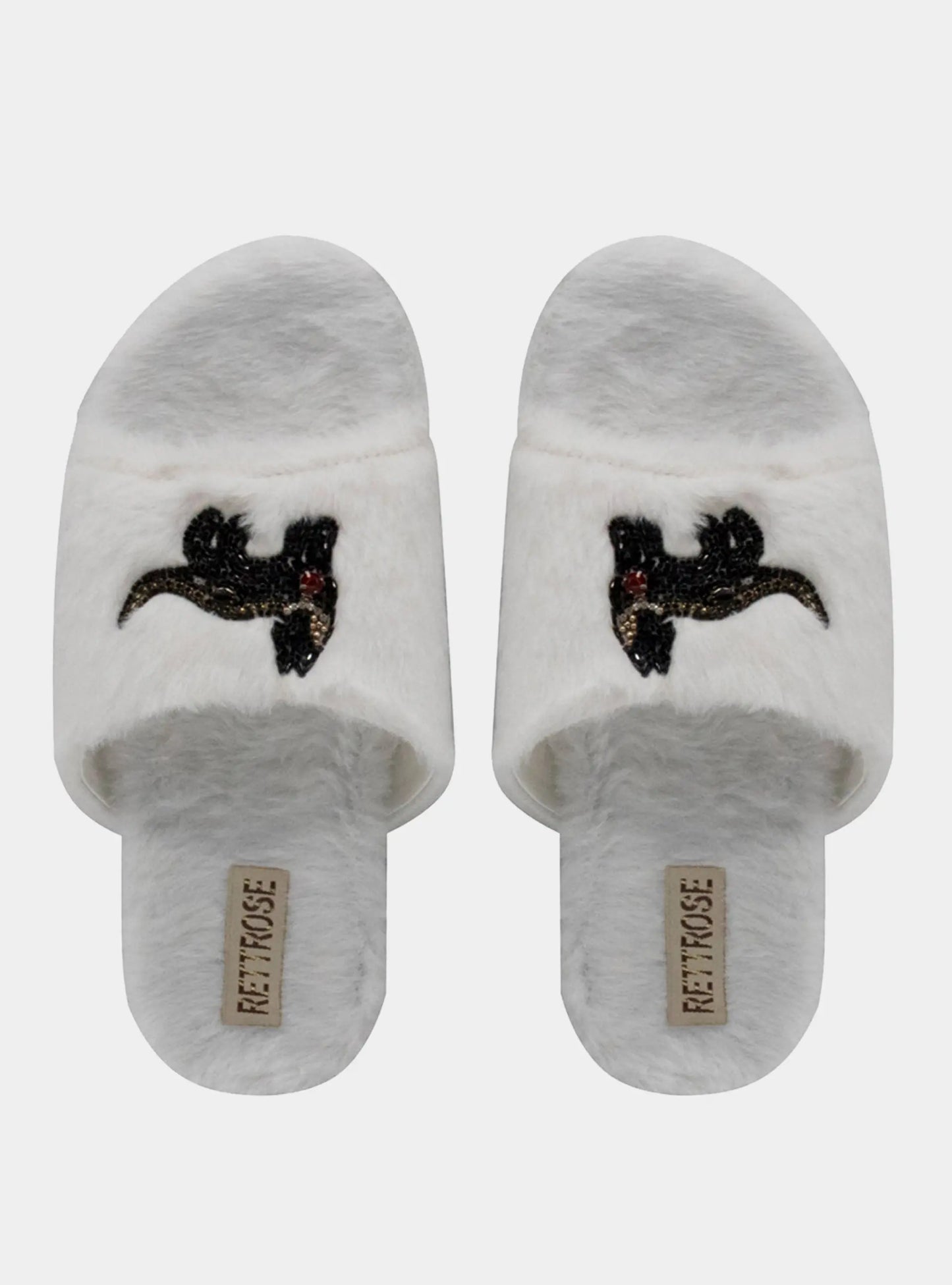 Callie Cream Luxury Plush Diamanté Embellished Handmade Slipper Rettrose