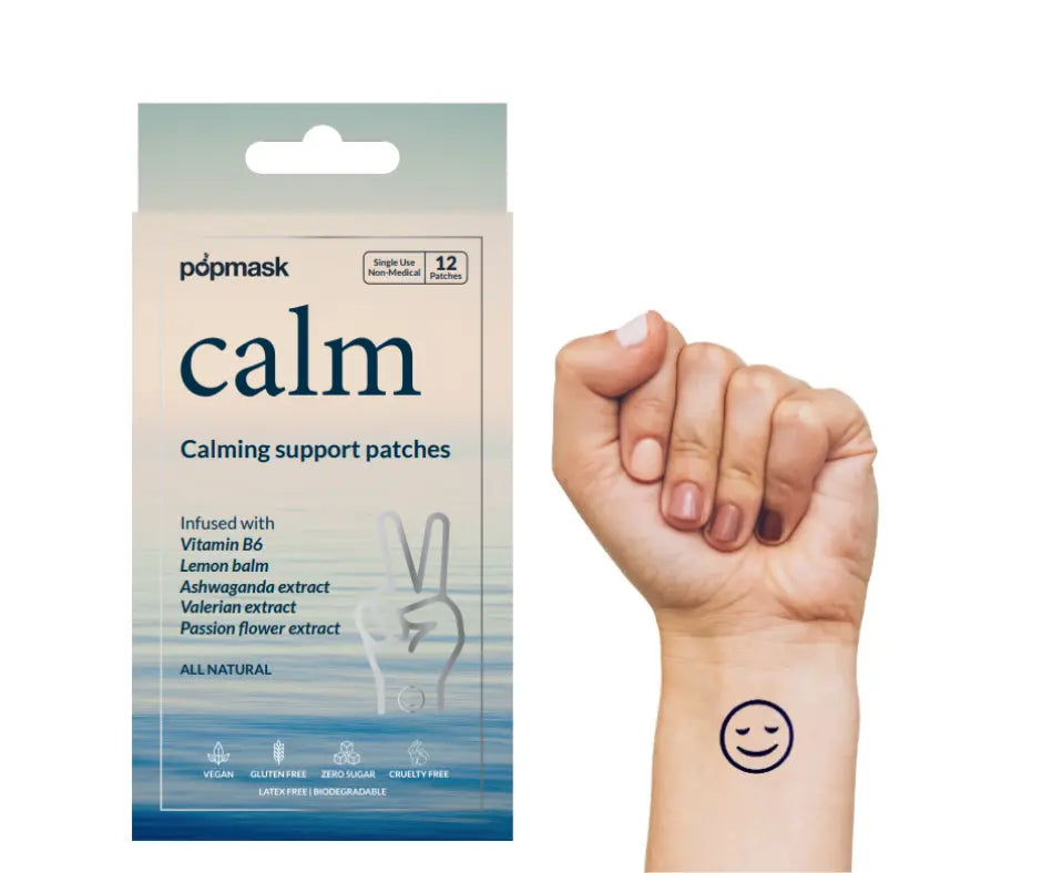 Calm Topical Vitamin Patches for Stress & Anxiety – 12 Pack | Infused With Vitamins Popmask