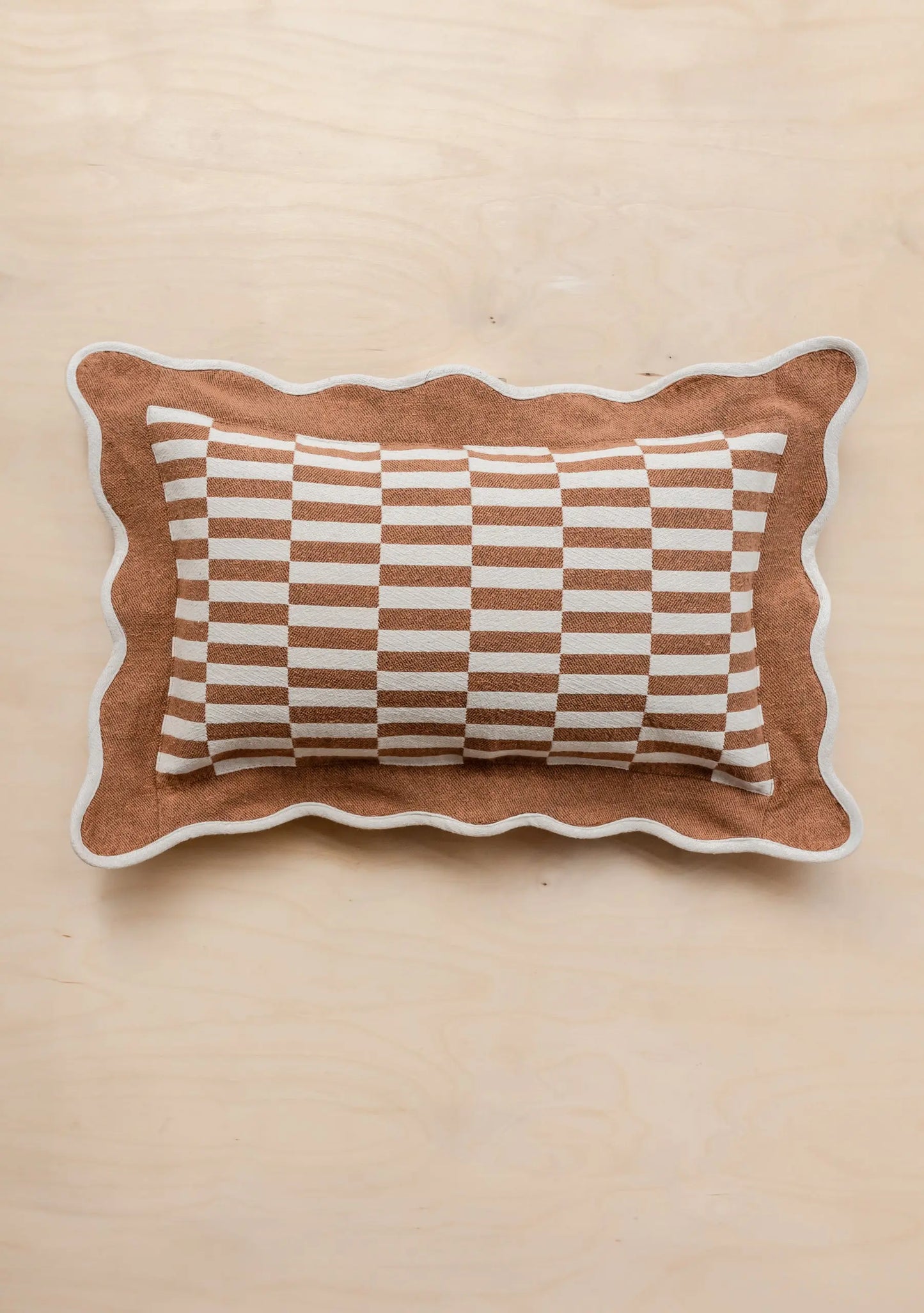 Camel Checkerboard Cotton Cushion Cover TartanBlanketCo