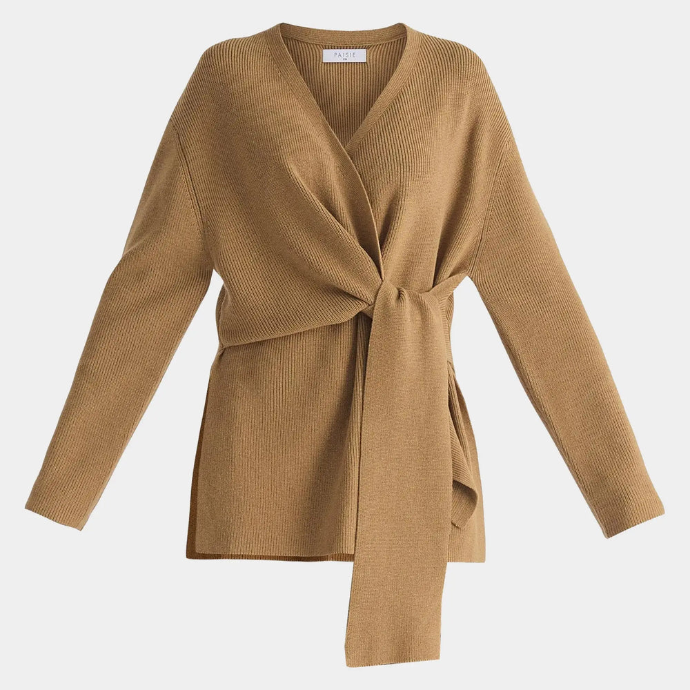 Camel Wrap Side Tie Knit Jumper Paisie