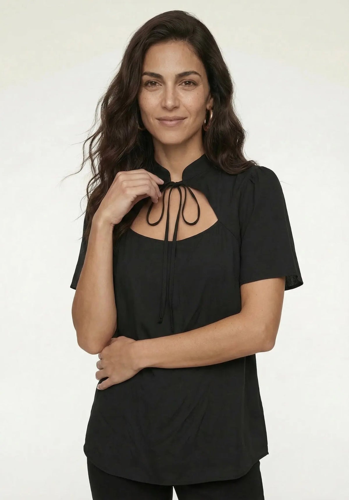 Camille Flutter Sleeve Top In Black Lily and Lionel