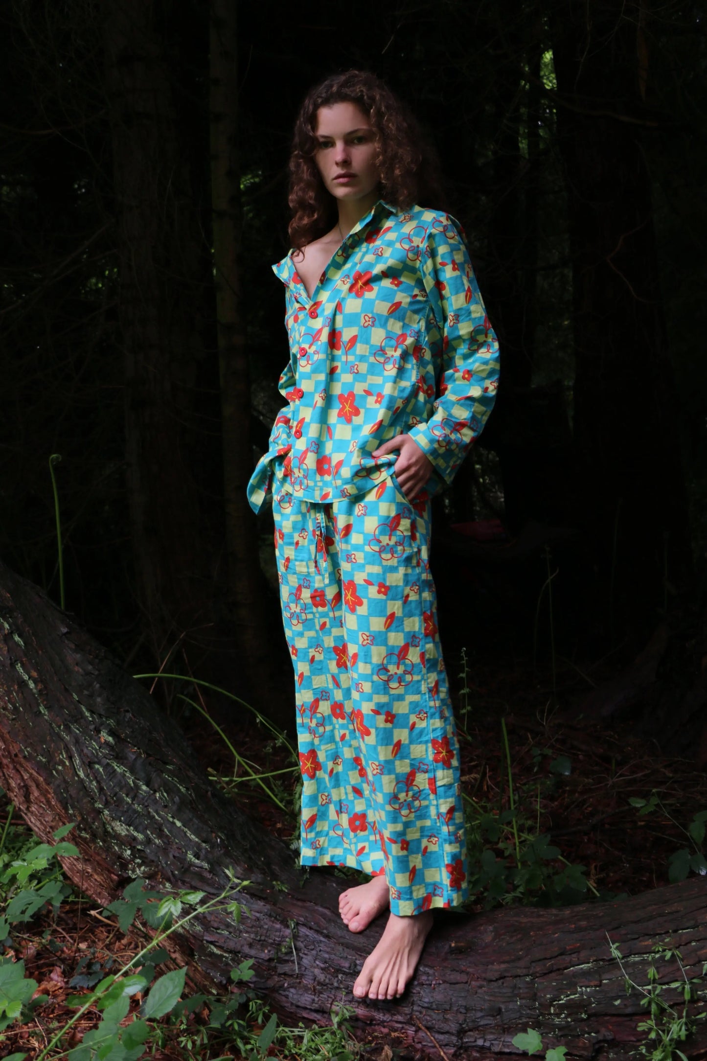 Can Chess (Blue) Unisex Cotton Pyjama Trouser / Pyjama Trouser Set French William